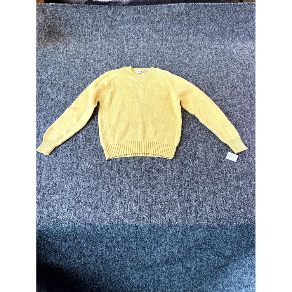 The Fox Collection Sweater Womens Medium Yellow Knitted Slim Fit Long Sleeve